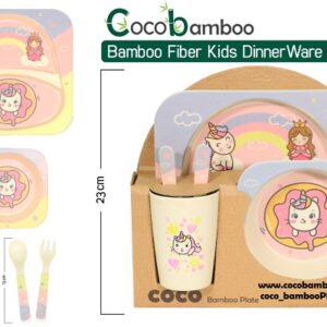 ست غذای5پارچه بامبو برند کوکو مدل-یونیکورن-unicorn