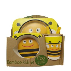 ست غذای5پارچه بامبو برند کیدز مدل-زنبور عسل